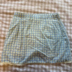 Altar’d State Blue and Yellow Gingham Mini Skirt